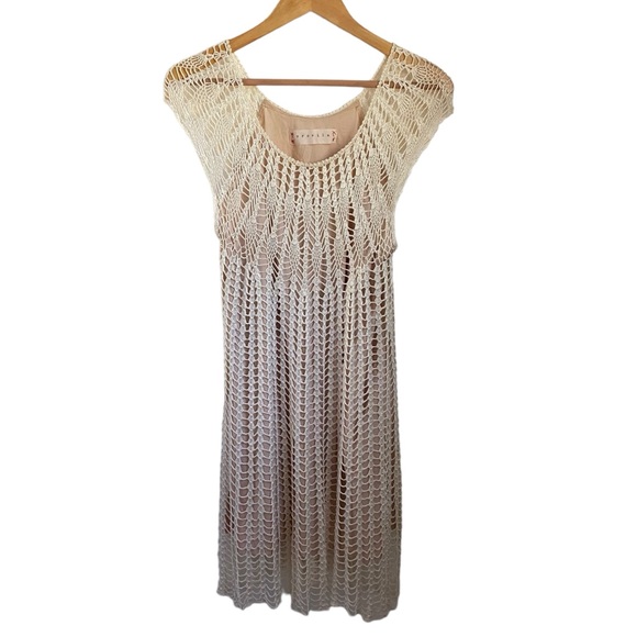 BHLDN Korovilas Ivory Kimika Crochet Lined Dress Bridal Wedding Size Medium - Picture 3 of 7